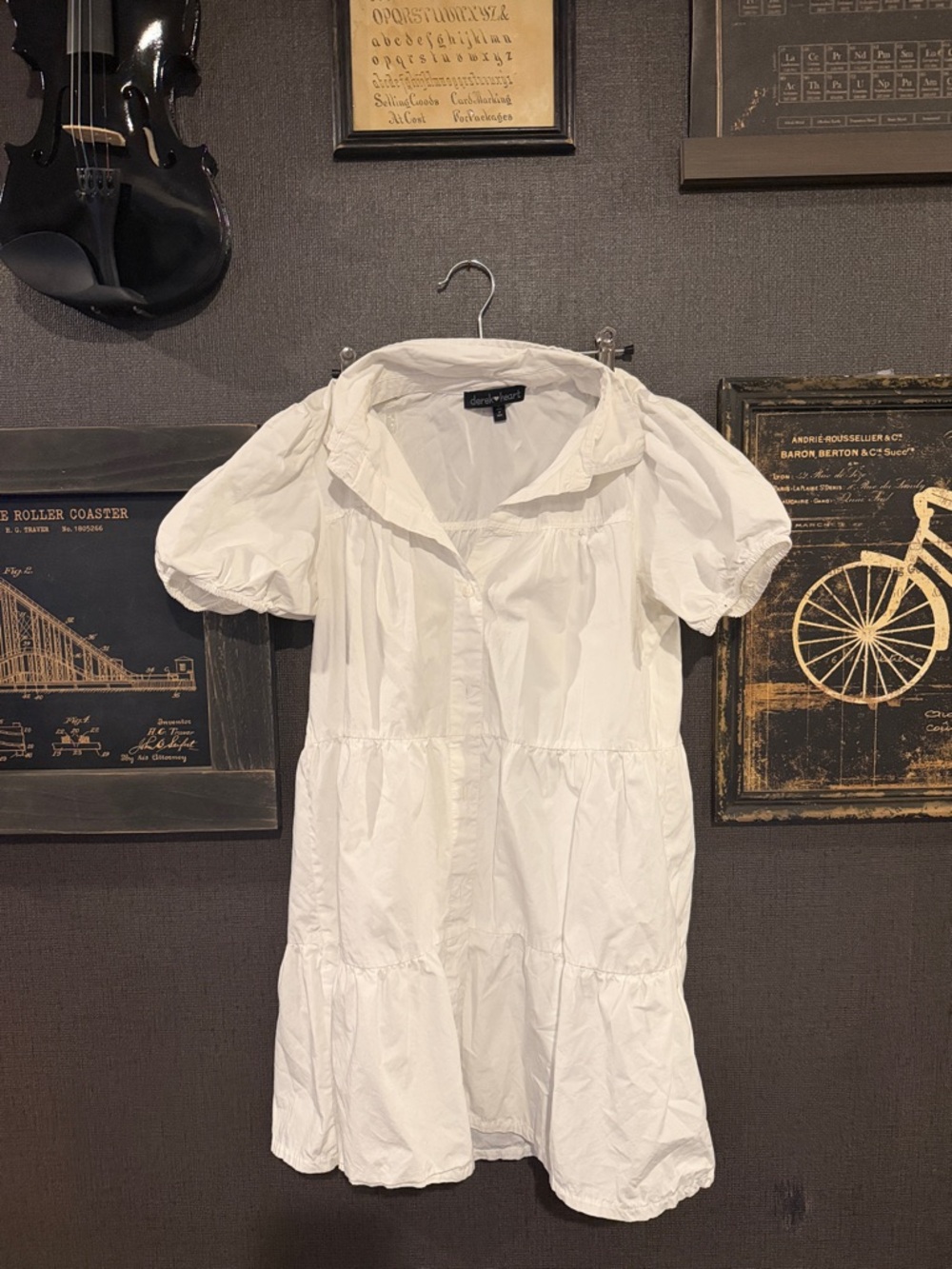 Derek Heart White Tiered Mini Dress with Puff Sleeves